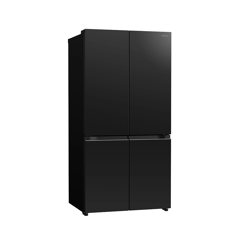 Black Hitachi 560-liter net capacity 4-door French bottom freezer refrigerator, model RWB640PPV1 GCK.
