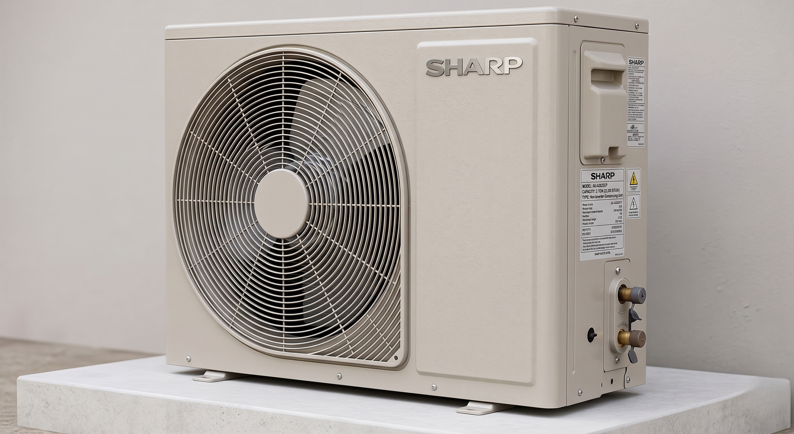 SHARP AU-A18ZEVP 1.5 Ton non-inverter air conditioner outdoor condenser unit.